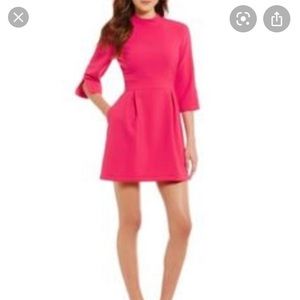Nicole Miller Artelier Mock Neck Fit-and-Flare 3/4 Sleeve Dress - Size 8